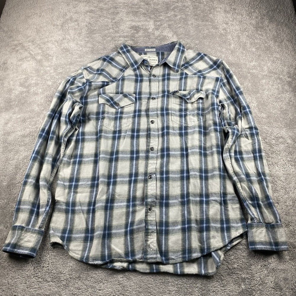Cody James Pearl Snap Regular Fit Western Cowboy Flannel Shirt Mens Large Plaid